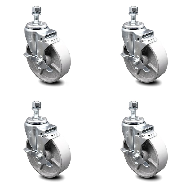 Semi Steel Swvl TS Caster w/RB w/5" Wheel&1/2" Stem-4 Swvl w/Top Lck BRK